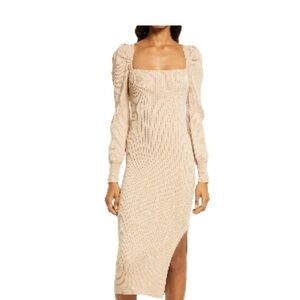 NORDSTROM Charles Henry Tie Back Puff Long Sleeve Sweater Dress / SIZE LARGE